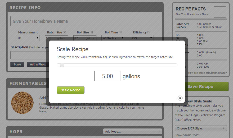 Recipe scaling